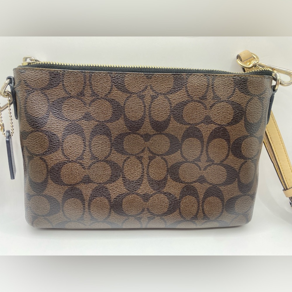 Coach Brown and Tan Signature Crossbody Bag - Picture 4 of 6